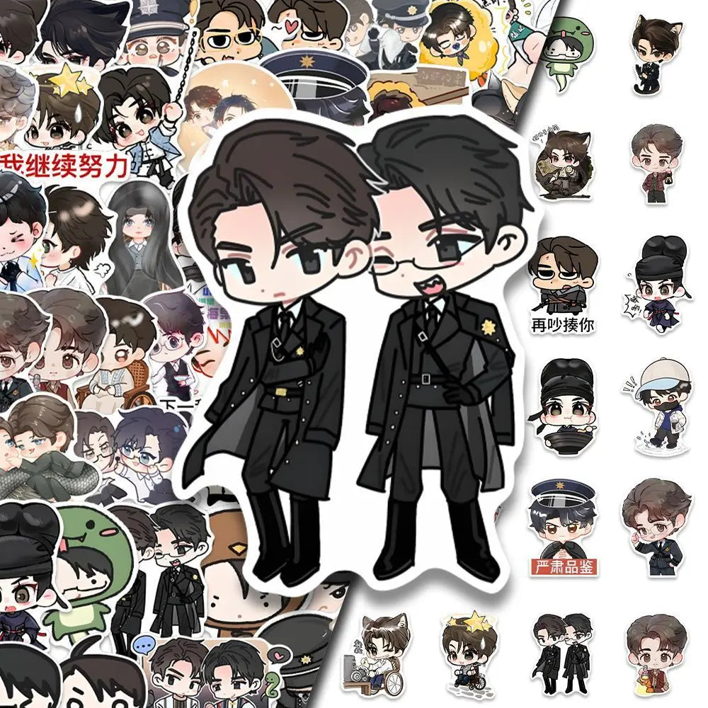 sticker chibi kawaii manga personnages oreilles chat uniformes mignons humoristiques stickers anime