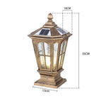 lampadaire solaire or noir classique verre transparent fenêtres rustique manoir panneau solaire led