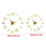horloge murale moderne adhésive noir or rouge numéros aiguilles 50cm 40cm