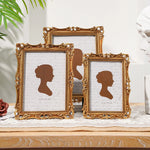 cadre photo or baroque ornements floraux classique moderne rectangle mural gravé