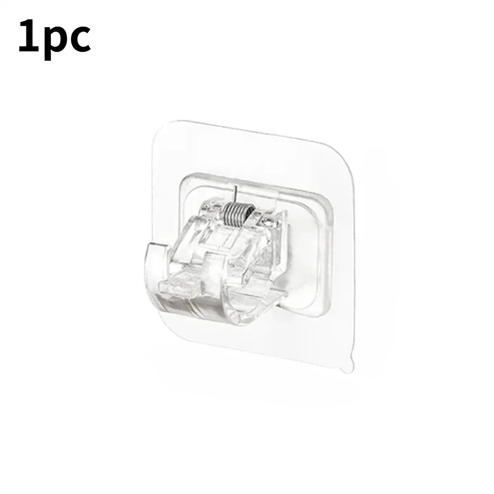 crochet autocollant transparent tige rangement adhésif support moderne clip fixation sans perçage rideau fenêtre