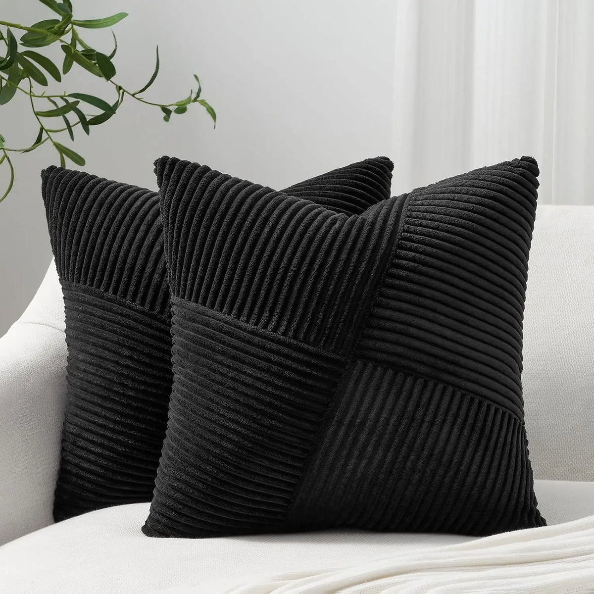 coussin beige rayures verticales moderne housse 45x45cm polyester coton zipper blancintérieur deco maison