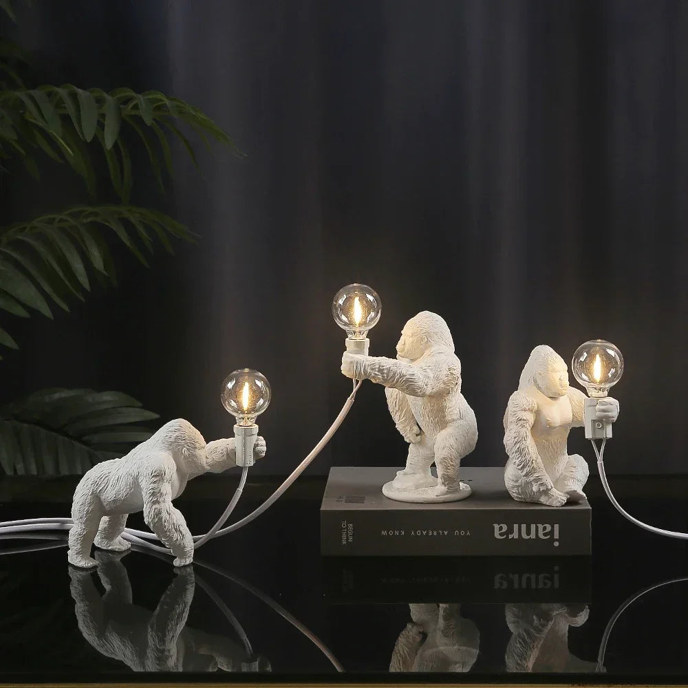 lampe poser gorille bronze noir blanc décoration intérieure moderne ampoules led câbles électriques certifiées