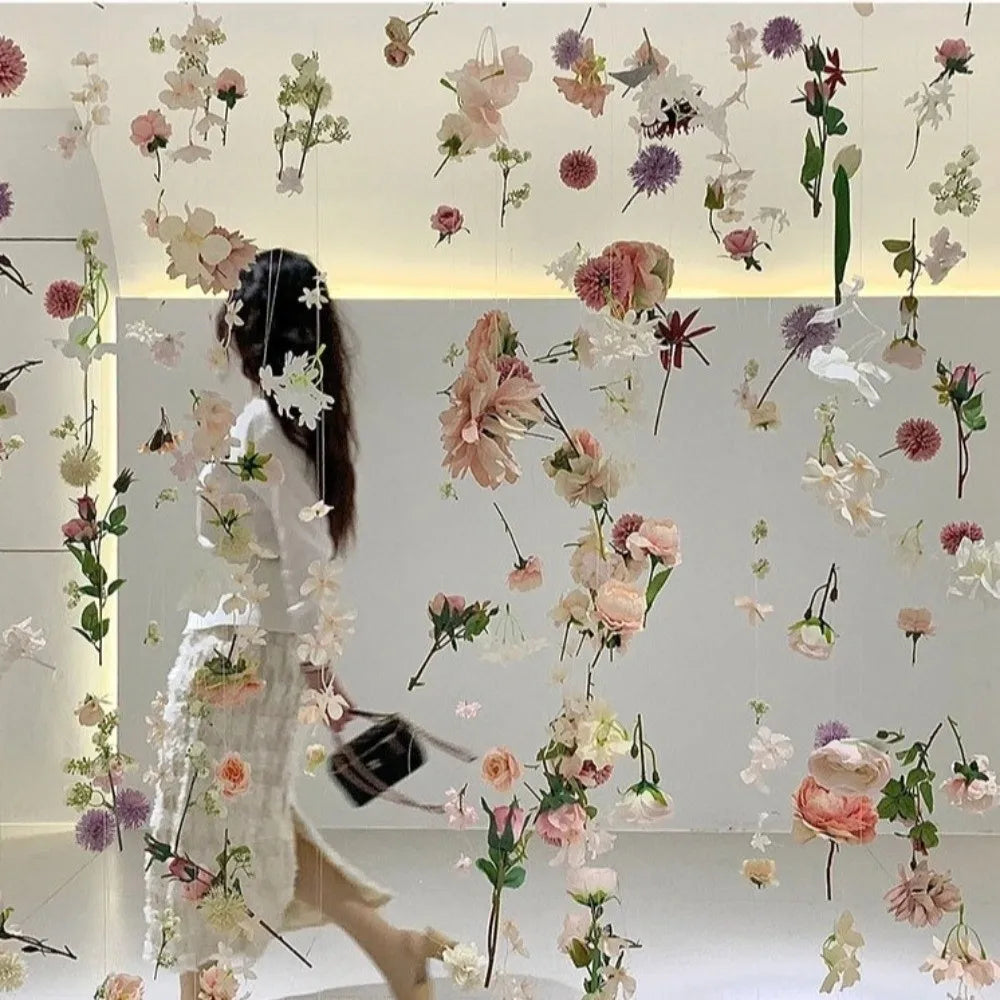 décoration intérieure guirlande fleurs artificielles multicolore romantique suspension fête mariage anniversaire