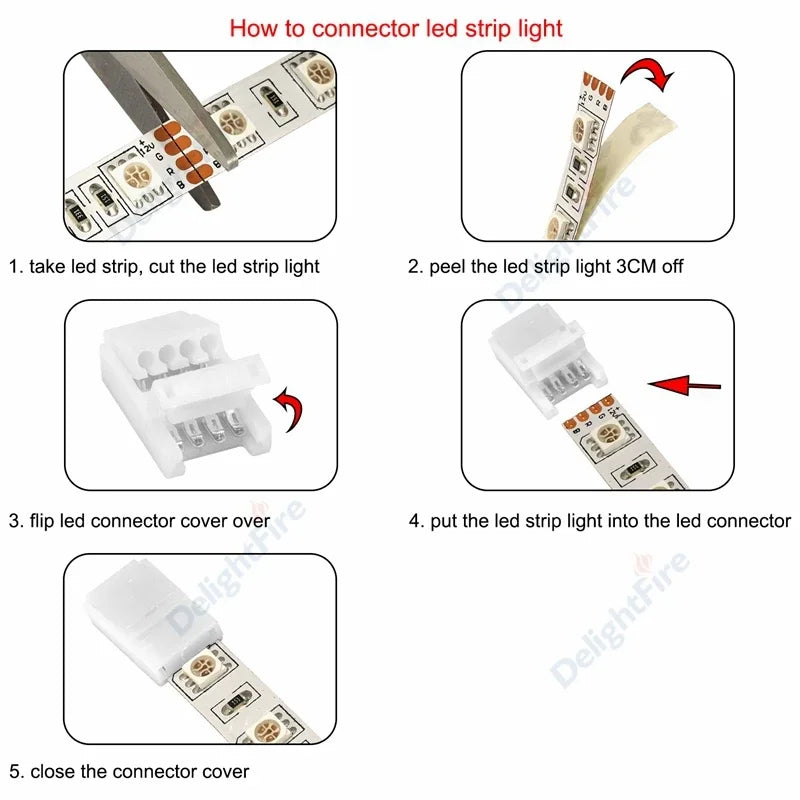 connecteurs led ruban adhésif moderne broches 10mm blanc opaques 5a 24v ws2812b rgb