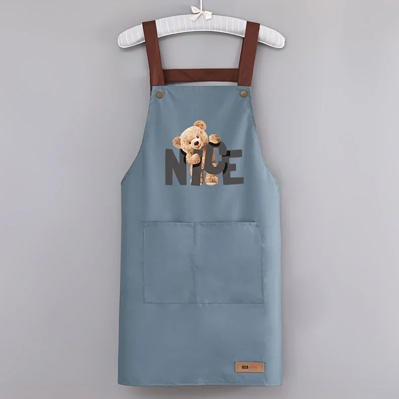 tablier cuisine imperméable noir blanc bleu clair rose pâle teddy bear poche élégants marrons