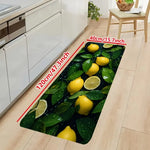 tapis sol antidérapant citrons feuilles moderne jaune vert texture douce