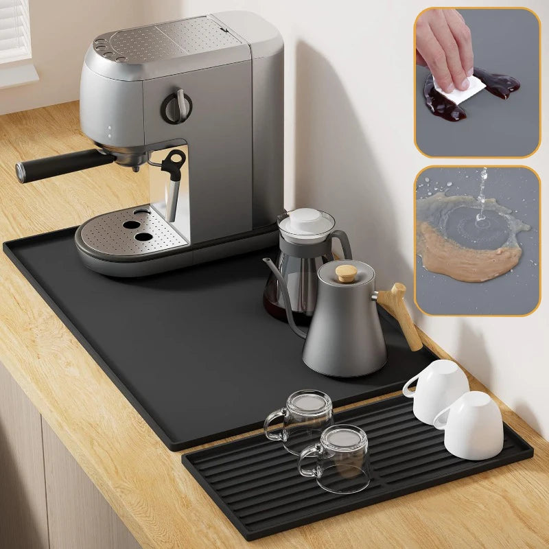 tapis protection machine gris rides horizontales silicone antidérapant moderne drainage absorbant vaisselle cuisine