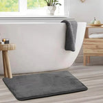 tapis bain gris foncé velours épais moderne super absorbant antibruit sans fixation
