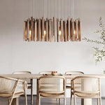 suspension lumineuse bois moderne ligne verticale marron clair finition brillante led scandinave