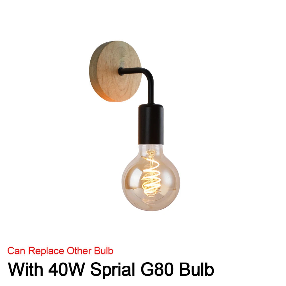 lampe murale industrielle moderne bois naturel noir verre opalin éclairage cuisine chambre coucher
