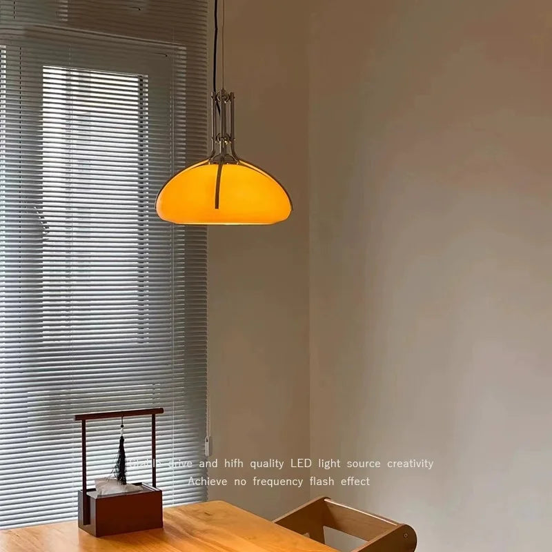 lampe suspendue moderne orange mat pendentif crochet métallique câble noir cuisine salon chambre