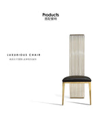 ensemble salle manger moderne chaises hautes table marbre veiné cadre métal doré minimaliste
