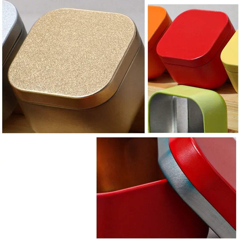 boîtes carrées modernes 55mm 43mm noir gris bleu rouge vert orange respectueux environnement organisateur