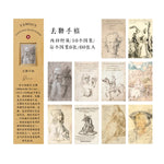 cartes postales artistes motifs monochromes dessins manuscrits peintres célèbres vintage lignes fines junk journal