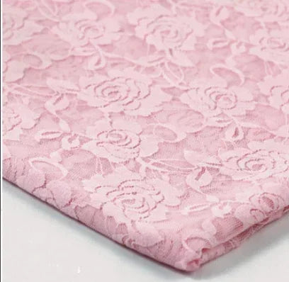 tissu dentelle élastique fleurs roses spandex nylon largeur 150cm opaque traditionnel écologique