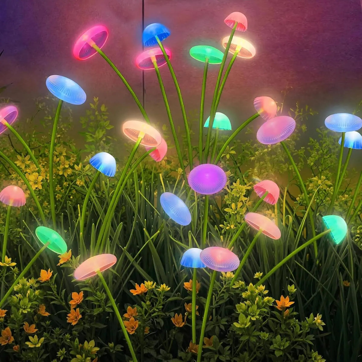 lumière solaire extérieure moderne forme champignon multicolore clips semi transparentes verte bleue rose