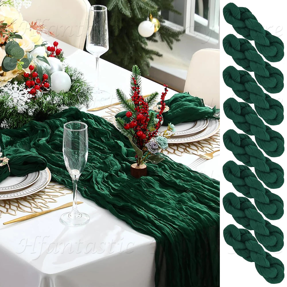 serviettes table crêpe vert foncé plissées adhésives festives mariage fêtes