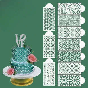 moules gâteau réutilisables divers motifs blanc bleu doré rose moderne élégants abstraits floraux géométriques