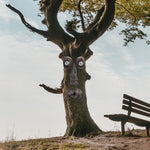 masque arbre résine yeux plastique moustache barbe artisanal jardin décoration pastorale naturelle
