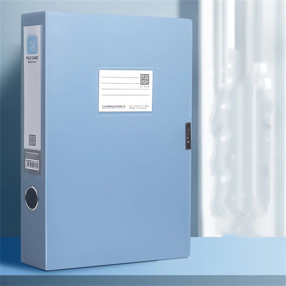 classeur violet moderne contenant papier calculatrice documents transparents organiser respectueux environnement