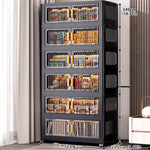 rangement modulaire pliable noir moderne roulettes grilles rangement amovibles