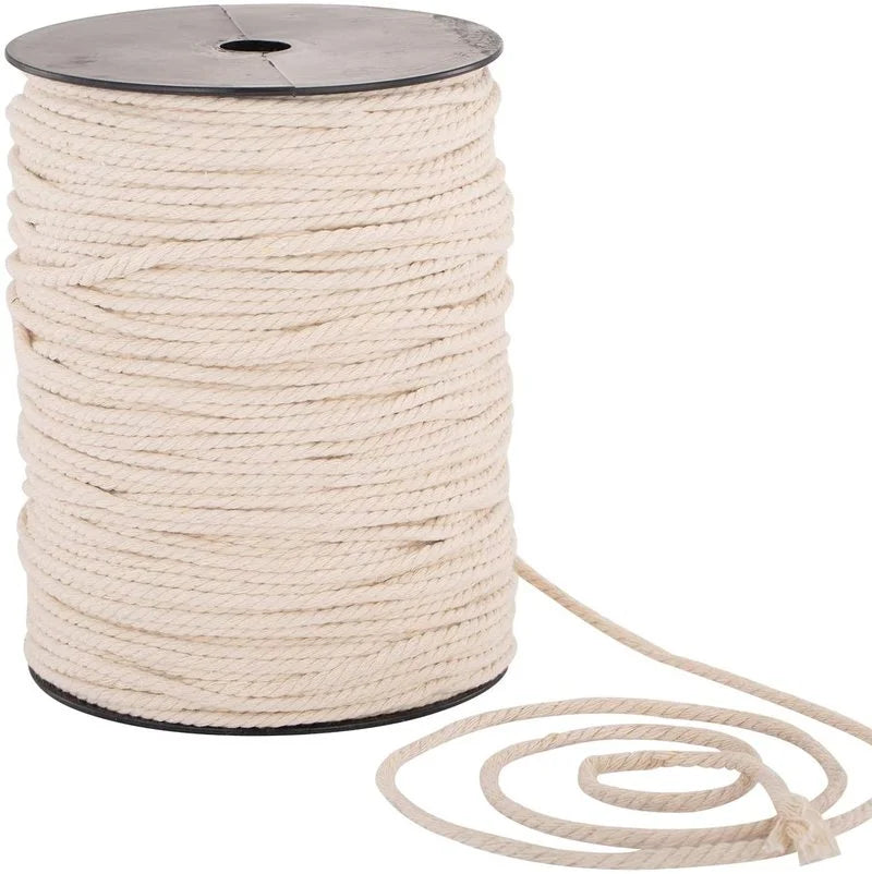 Corde macramé coton tissée main boho 50 100 mètres blanc cassé haute ténacité écologique