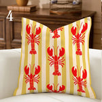 coussin carré moderne polyester imprimé rayures léopard ammonite bleu rouge vert blanc diagonal horizontal