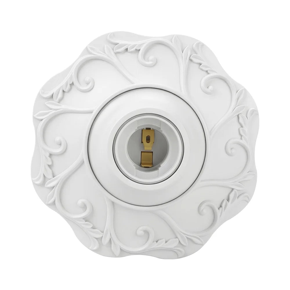 plaque suspension ampoule e26 e27 or blanc ornements floraux classique facile