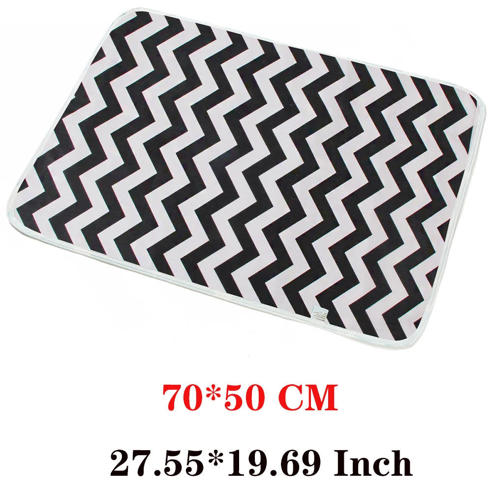 tapis imperméable bébé étoiles gris blanc moderne anti fuite hygiène changement couche réutilisable