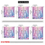 rideau licorne fleurs pastel polyester moderne rose violet blanc