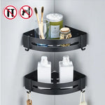 étagère angle moderne noire blanche or adhésive réutilisable salle bain douche trois niveaux fixations