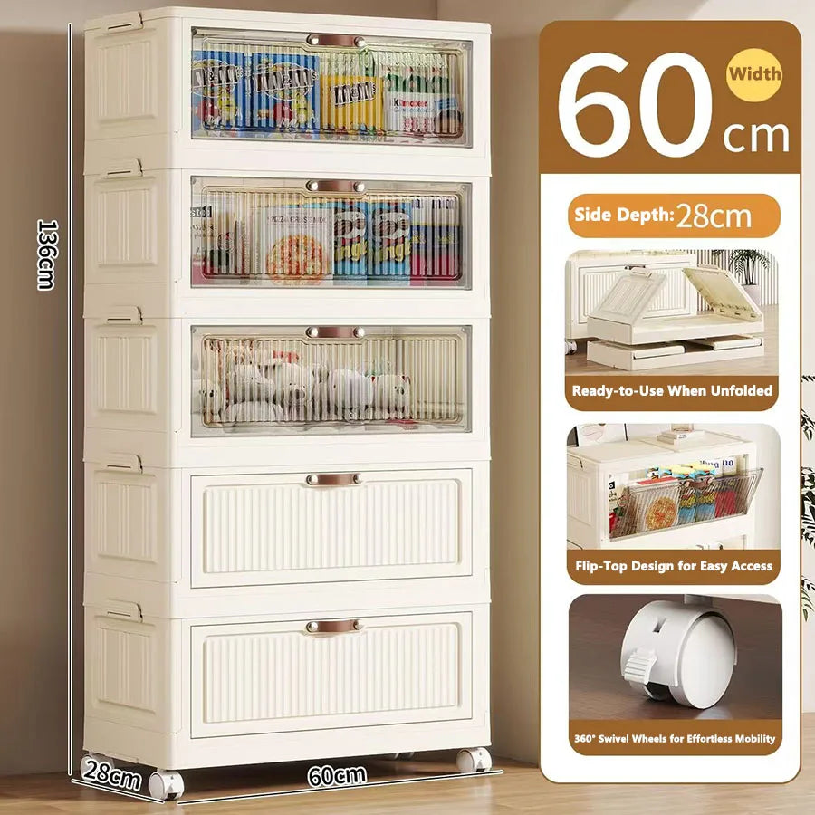 meuble rangement modulable pliable blanc rayures verticales moderne roulettes almacenamiento eficiente
