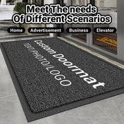 tapis personnalisable noir gris moderne logo texturé épais entrée bureauextérieur