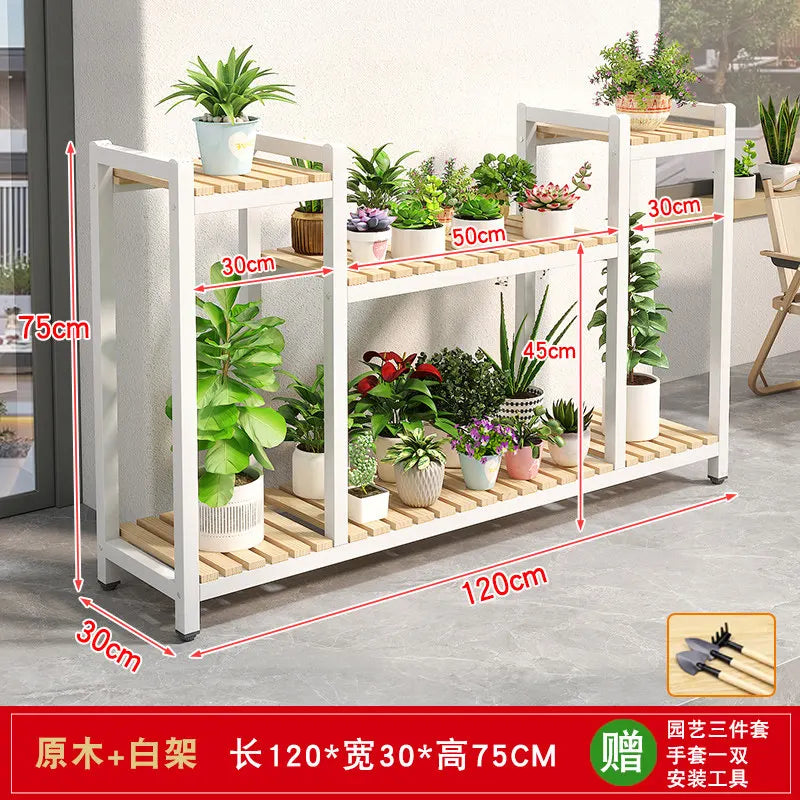 support plantes moderne niveaux gris métallique bois naturel assemblage facile