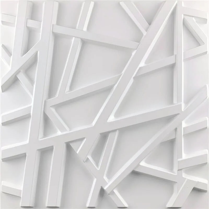 décoration murale panneau 3d blanc triangles géométriques moderne imperméable résistant humidité 30x30cm