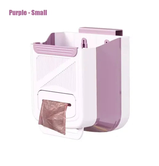 poubelle pliable suspendre porte armoire gris rose vert rayures clips moderne sac poignée