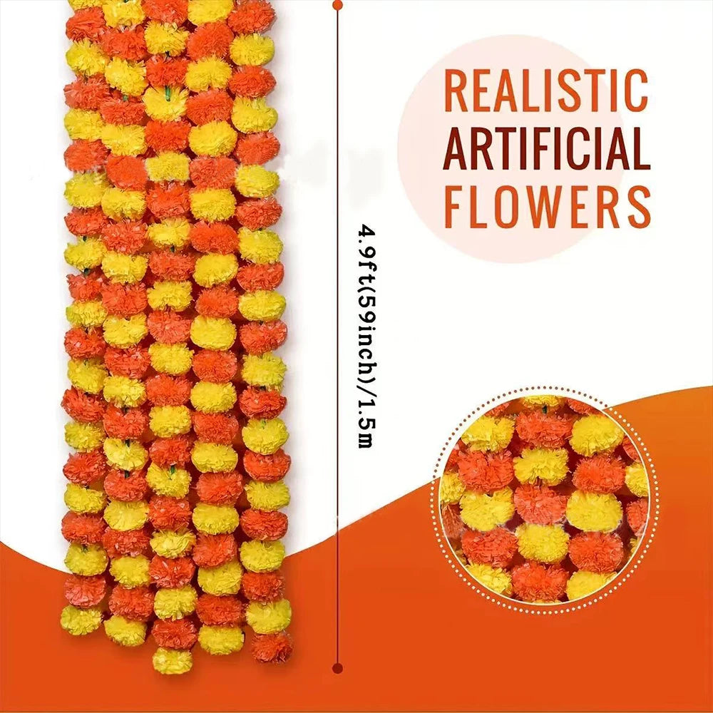 guirlande pompons orange jaune décoration intérieure maison festive halloween diwali pelucheuse ronde PVC