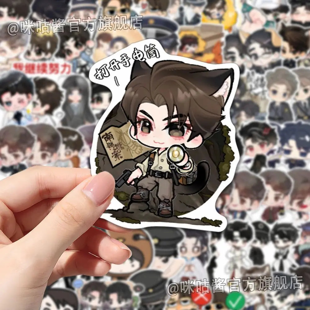 sticker chibi kawaii manga personnages oreilles chat uniformes mignons humoristiques stickers anime