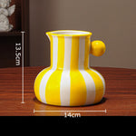 Vases modernes céramique rayures colorées bleu blanc vert rouge jaune