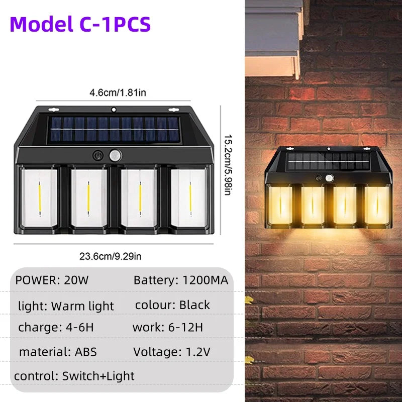 lampe solaire jardin led moderne ip65 étanche détecteur mouvement noir vis fixationsextérieur