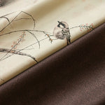 rideau occultant beige oiseaux noirs fleurs classique anneaux fenêtre salon chambre