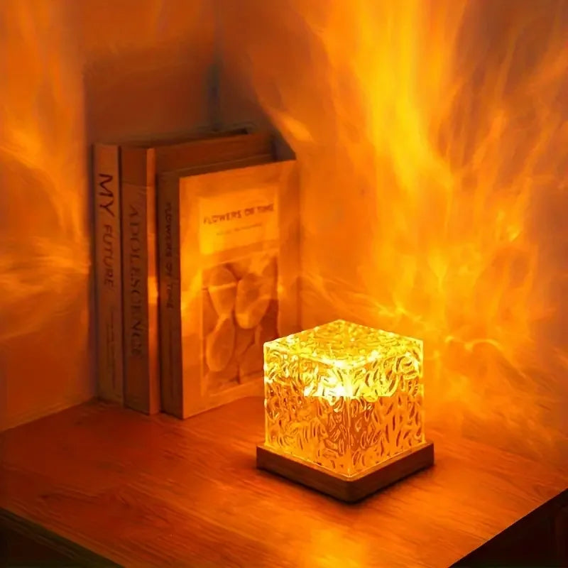 lampe projection étoiles lumières nord océan veilleuse transparente moderne bleu orange textures verre