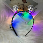 diadème lumineux disco led multicolores noir argenté fête anniversaire mariage enfants baptême