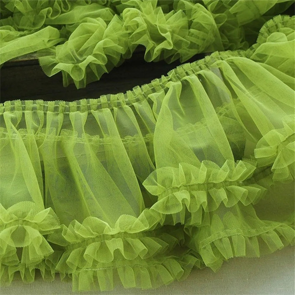 ruban tulle plissé noir rose blanc jaune fin élégant décoration 90cm longueur 15cm largeur