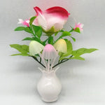 lampe nuit led fleurs artificielles vase semi transparent moderne vert rose violet bleu