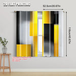rideau moderne polyester noir gris jaune rayures horizontales abstraits translucide chambre salon