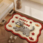tapis décoratif intérieur antidérapant motifs animaux ours chat enfantin texture poilue