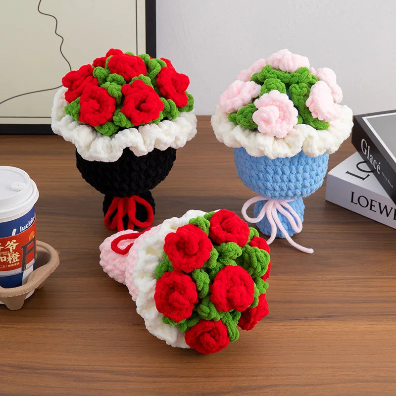 bouquet main fleurs artificielles roses tournesols decoration intérieure Saint Valentin mariage anniversaire