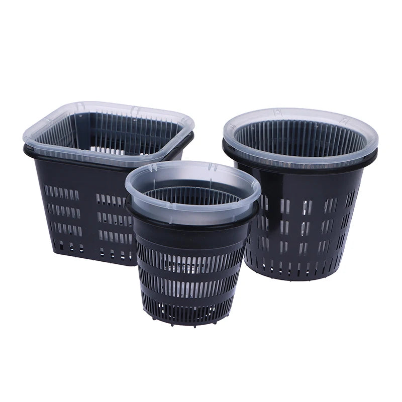 pots plantes noirs perforés moderne couvercle plastique 14cm 12cm 11cm